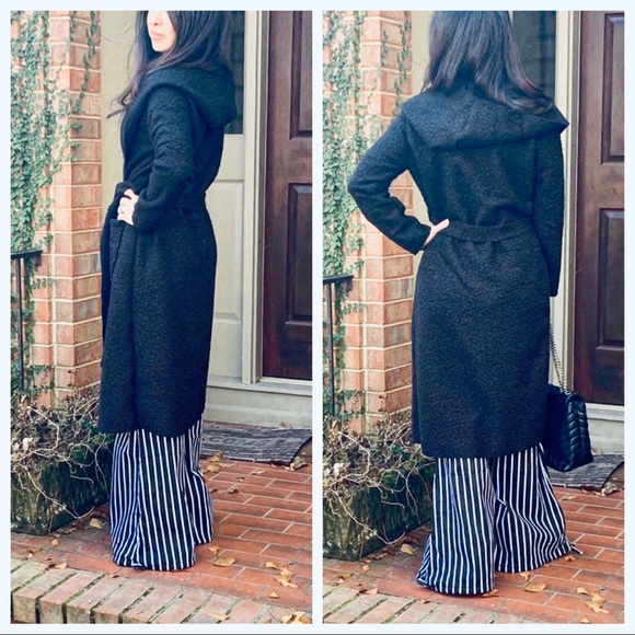 ✨LAST✨PARIS✨Chic Black Belted Boucle belted coat - Picture 4 of 8